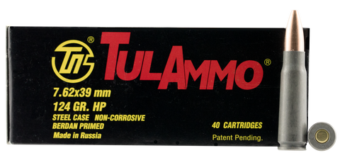 Tulammo UL076209 Centerfire Rifle 7.62X39mm 124 GR FMJ 40 Bx/ 25 Cs