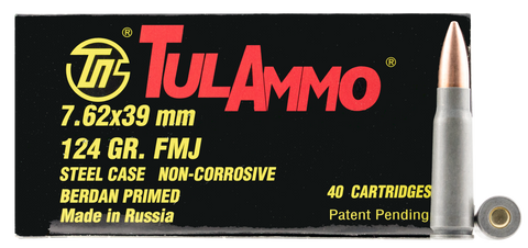 Tulammo UL076211 Centerfire Rifle 7.62X39mm 124 GR Hollow Point 40 Bx/ 25 Cs