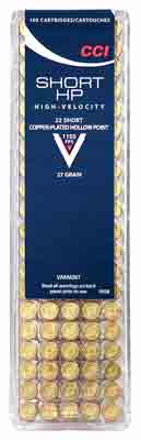 CCI Ammo .22 Short 1080fps. 27gr. Lead-HP 100-Pack.