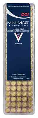 CCI Ammo Mini-Mag .22LR 1235fps. 40gr. Lead-RN100-Pack.