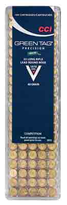 CCI Ammo Green Tag .22LR 1070fps. 40gr. Lead-RN100-Pack.