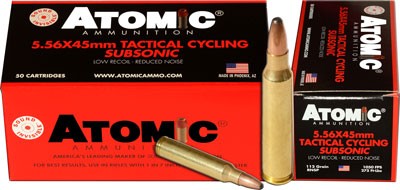 Atomic Ammo 5.56X45 Subsonic 112 Grain Round Nose - 50 Rounds