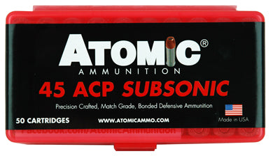 Atomic Ammo .45ACP Subsonic 250gr. Bonded JHP 50-Pack