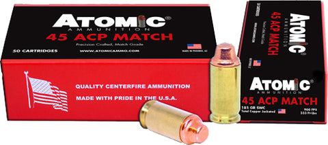 Atomic Ammo .45Acp Match 185Gr Lead Swc Copper Plated 50-Pk 00448