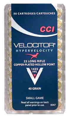 CCI Ammo Velocitor .22LR 1435fps. 40gr. GDHP 50-Pack