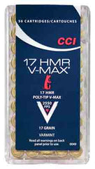 CCI Ammo V-Max .17Hmr 2550 17gr. V-Max 50-Pack