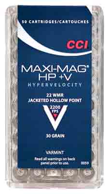 CCI Ammo Maxi-Mag .22Wmr+V 2200fps. 30gr. JHP 50-Pack