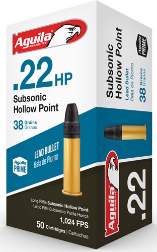Aguila Ammo .22Lr Subsonic 1025Fps. 38Gr. Lead-Hp 50-Pack 1B222268