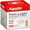 Aguila Ammo 9Mm Luger 115Gr. Fmj-Rn 300-Pack 1E097700