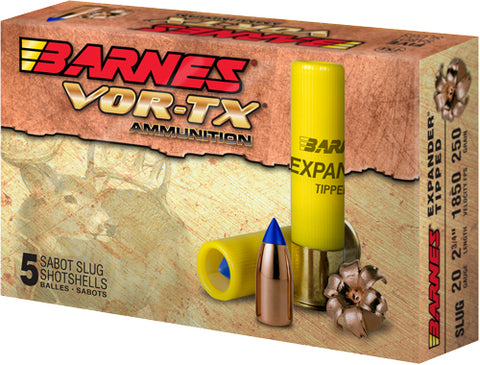 Barnes Ammo Slug 20Ga. 2.75" 250Gr. Expander Tipped 5-Pack 20735