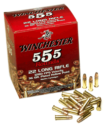 Winchester Ammo .22LR 555 Bulk Pack 1280fps. 36gr. Plasted HP