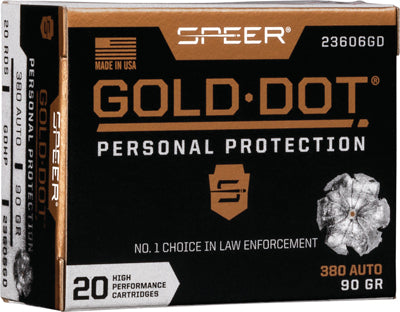 Speer Ammo Gold Dot .380Acp 90Gr. Gdhp 20-Pack 23606Gd