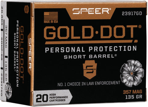 Speer Ammo Gold Dot Short Bbl. .357 Magnum 135Gr. Gdhp 20-Pk. 23917Gd