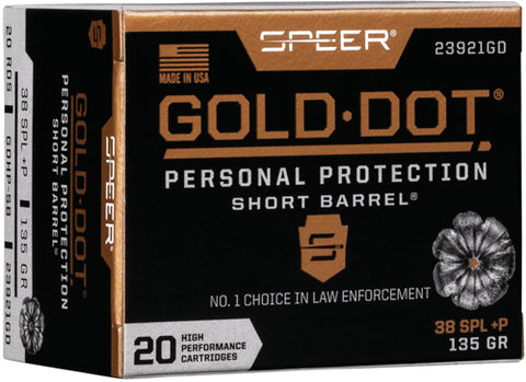 Speer Ammo Gold Dot Short Bbl. .38 Special+P 135Gr. Gdhp 20Pk 23921Gd