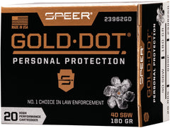 Speer Ammo Gold Dot .40Sw 180Gr. Gdhp 20-Pack 23962Gd