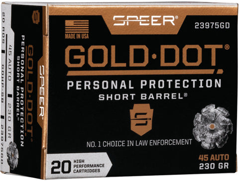 Speer Ammo Gold Dot Short Bbl. .45Acp 230Gr. Gdhp Short 20-Pk 23975Gd