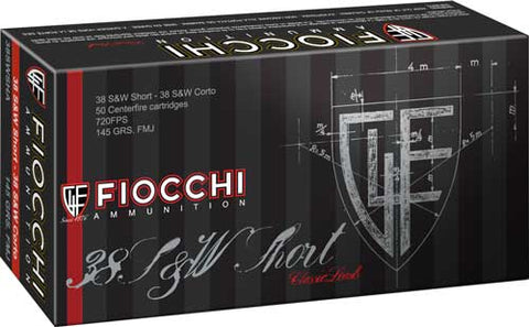 Fiocchi 38S&W Short 145Gr. Fmj 50-Pack 38Swsha