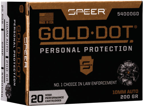 Speer Ammo Gold Dot 10Mm 200Gr. Gdhp 20-Pack 54000Gd