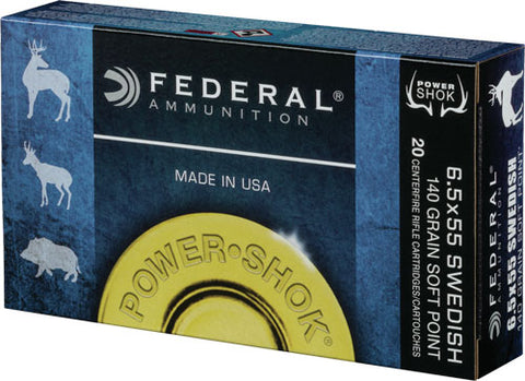 Fed Ammo Power-Shok 6.5X55 Swedish Mauser 140Gr. Sp 20-Pk 6555B