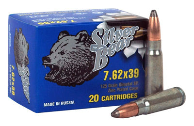 Silver Bear 7.62X39 125gr. Sp Zinc Plated 500 Round Case