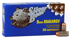 Silver Bear 9X18 Makarov 94gr. JHP Zinc Plated Case 50-Pack