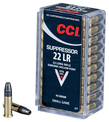 CCI Ammo Suppressor .22LR 970fps. 45gr. HP 50Pack.