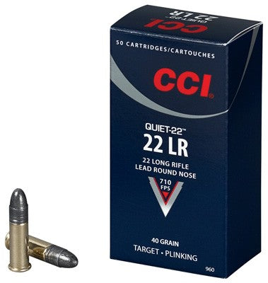 CCI Ammo Quiet .22LR 710fps. 40gr. Lead-RN50-Pack