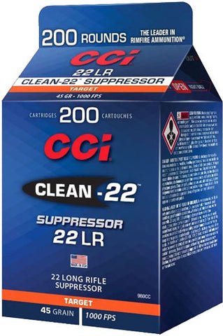 Cci Ammo Suppressor Clean .22Lr 970Fps. 45Gr. Lrn 200-Pk 980Cc