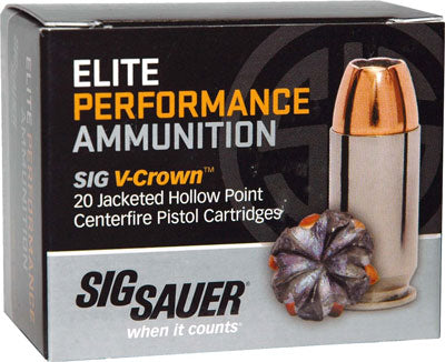 SIG Ammo .45 ACP 185gr. Elite V-Crown JHP 20-Pack