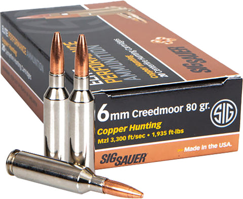 Sig Ammo 6Mm Creedmoor 80Gr. Elite Copper Hunting 20-Pack E6Mmch1-20
