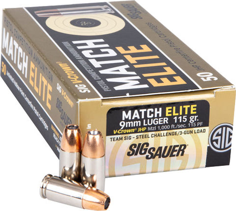 Sig Ammo 9Mm Luger 115Gr. Elite Competition Jhp 50-Pack E9Mma1-Comp-50