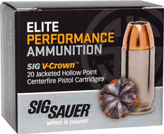 SIG Ammo 9mm Luger 124gr. Elite V-Crown JHP 20-Pack