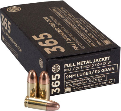 Sig Ammo 365 9Mm Luger 115Gr. Fmj 50-Pack E9Mmb1-365-50