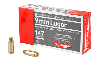 Aguila Ammunition 9MM, 147 Grain, Full Metal Jacket Flat Point, 50 Round Box 1E097719
