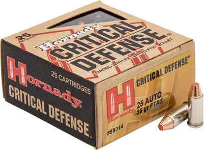 Hornady Ammo Critical Defense .25Auto 35Gr. Ftx 25-Pack 90014