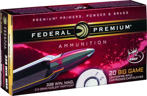Fed Ammo .338 Win Mag 210Gr. Nosler Partition P338A2