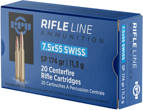 Ppu Ammo 7.5X55 Swiss 174Gr. Sp 20Rd Box Pp7Ss