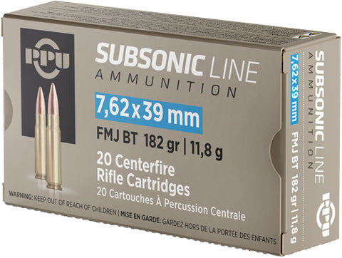 Ppu Ammo 7.62X39 Subsonic 182Gr. Fmj 20Rd Box Pps76239