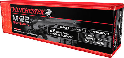 Winchester Ammo M-22 Subsonic .22LR 1255fps. 40gr. Lead RN100-Pack.