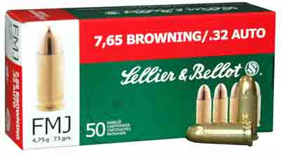 S&B Ammo .32ACP 73gr. FMJ-RN50-Pack