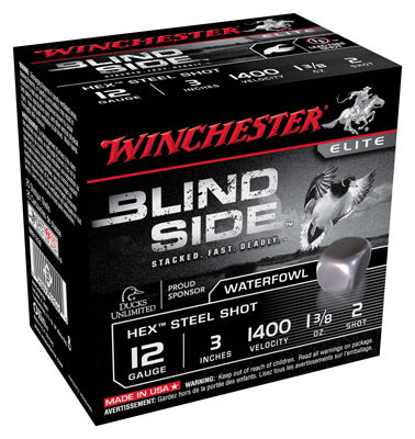 Winchester Ammo Blind Side Steel 12Ga 3" 1400fps. 1-3/8oz. #2Hex 25P