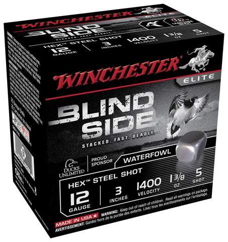 Winchester Ammo Blind Side Steel 12Ga 3" 1400fps. 1-3/8oz. #5Hex 25P