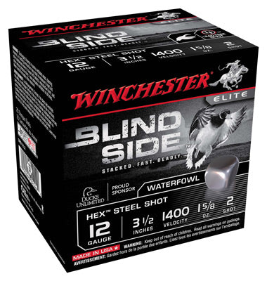 Winchester Ammo Blind Side Steel 12Ga 3.5" 1400fps. 1-5/8oz. #2 Hex