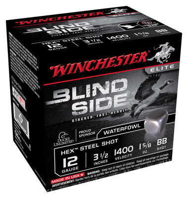 Winchester Ammo Blind Side Steel 12Ga 3.5" 1400fps. 1-5/8oz. #BB Hex