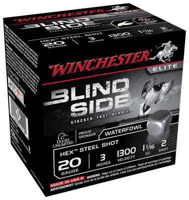 Winchester Ammo Blind Side Steel 20Ga 3" 1300fps 1-1/16oz #2Hex 25P