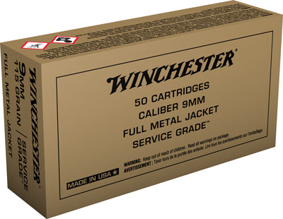Win Ammo Service Grade 9Mm Luger 115Gr. Fmj-Rn 50-Pack Asg9W