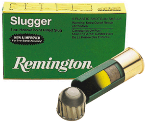 Remington Ammo Slugger 12Ga. 2.75" 1560fps. 1oz. Rifled Slug 5-Pack