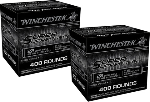 Win Ammo Super Supressed .22Lr 1255Fps. 45Gr. Lead Rn 800-Pk. Sup22Lrb