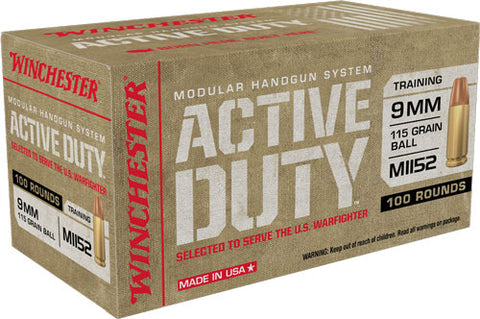 Win Ammo Active Duty 9Mm Luger 115Gr. Fmj-Fn 100-Pack Win9Mhsc