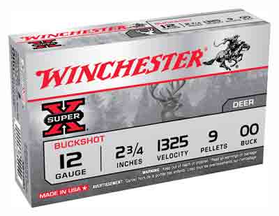 Winchester Ammo Super-X 12Ga. 2.75" 1325fps. 00Bk 9-Pellets 5-Pack